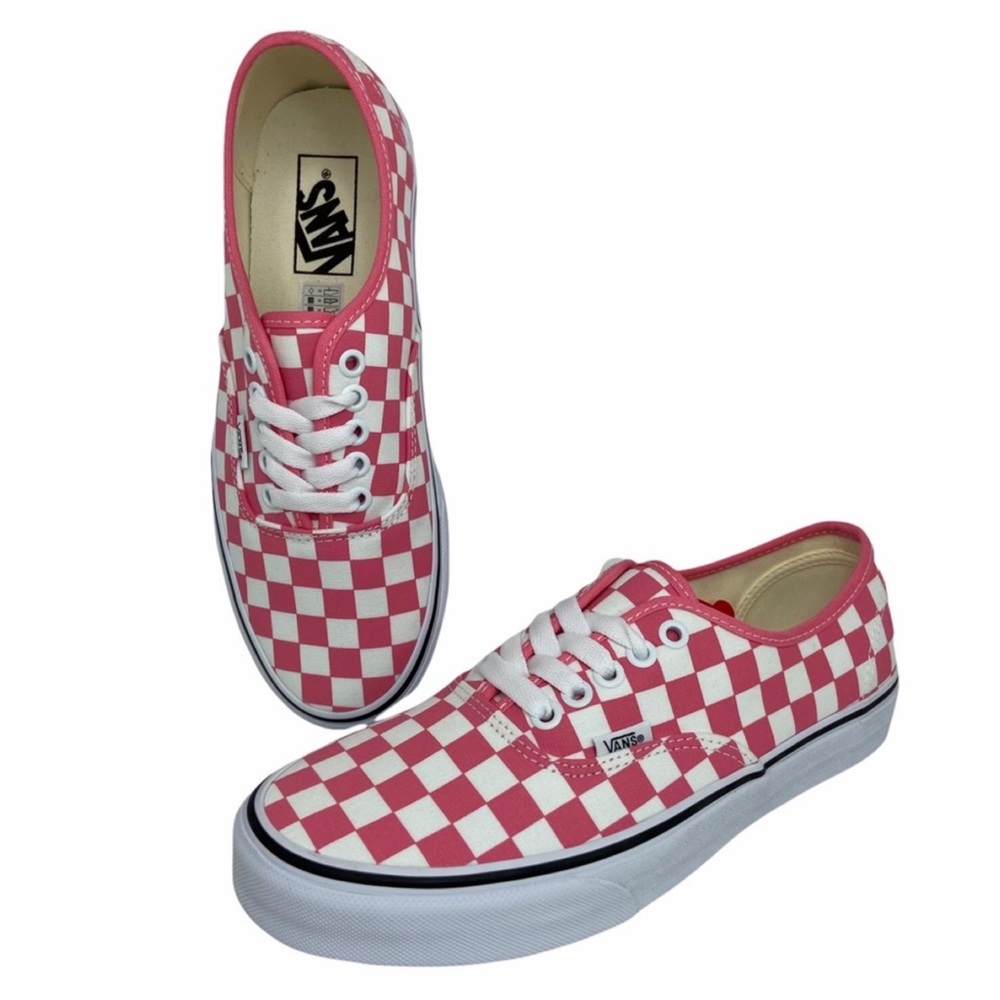 Vans Authentic Checkerboard Pink & White Skateboard Shoes